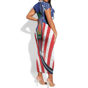 Haitian Americans Zipper Stylized Short Sleeve Bodycon Dress Haiti Heritage Month 2025