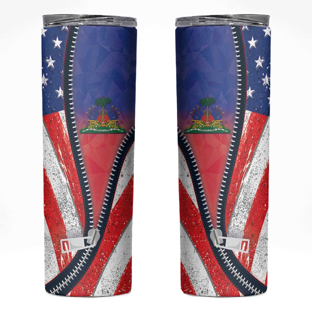 Haitian Americans Zipper Stylized Skinny Tumbler Haiti Heritage Month 2025