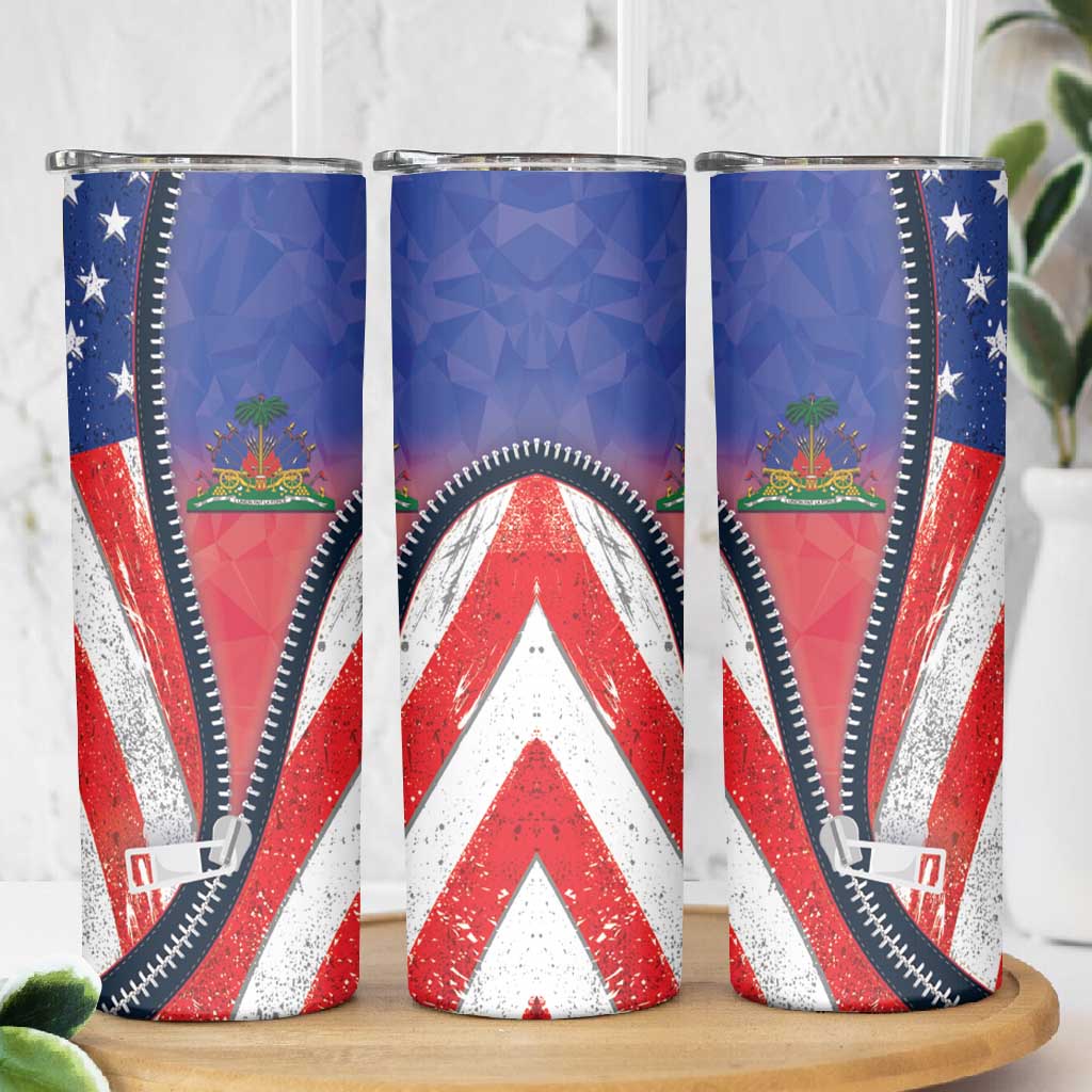 Haitian Americans Zipper Stylized Skinny Tumbler Haiti Heritage Month 2025