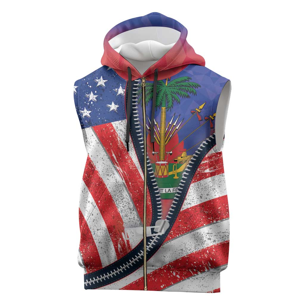 Haitian Americans Zipper Stylized Sleeveless Zip Hoodie Haiti Heritage Month 2025 - African Pride