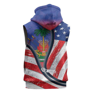 Haitian Americans Zipper Stylized Sleeveless Zip Hoodie Haiti Heritage Month 2025 - African Pride