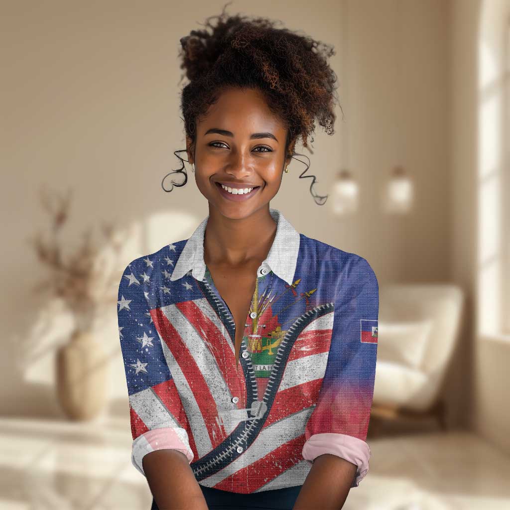 Haitian Americans Zipper Stylized Women Casual Shirt Haiti Heritage Month 2025