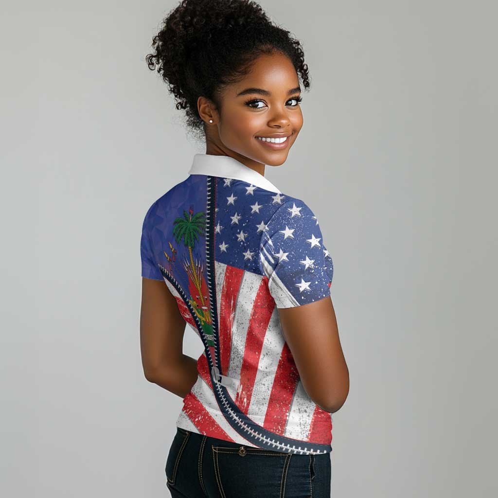 Haitian Americans Zipper Stylized Women Polo Shirt Haiti Heritage Month 2025