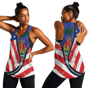 Haitian Americans Zipper Stylized Women Racerback Tank Haiti Heritage Month 2025