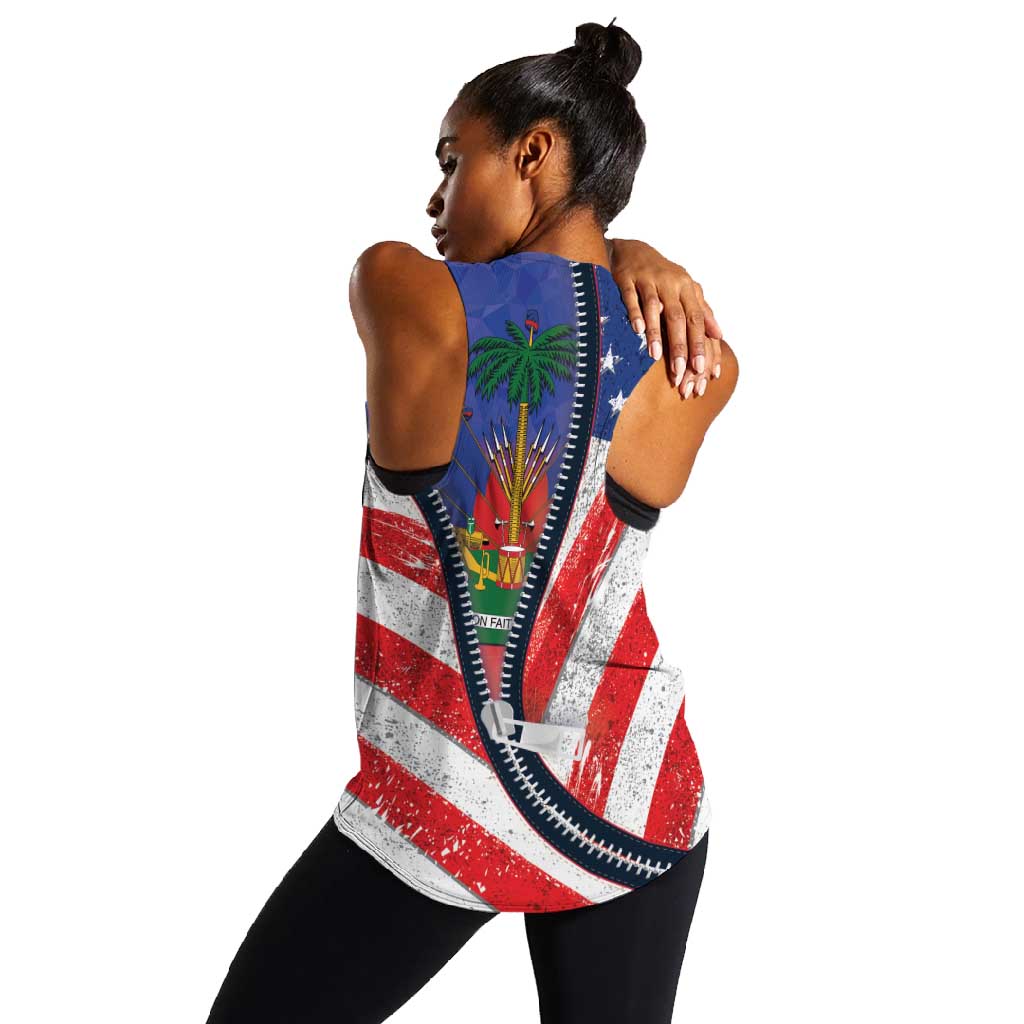 Haitian Americans Zipper Stylized Women Racerback Tank Haiti Heritage Month 2025