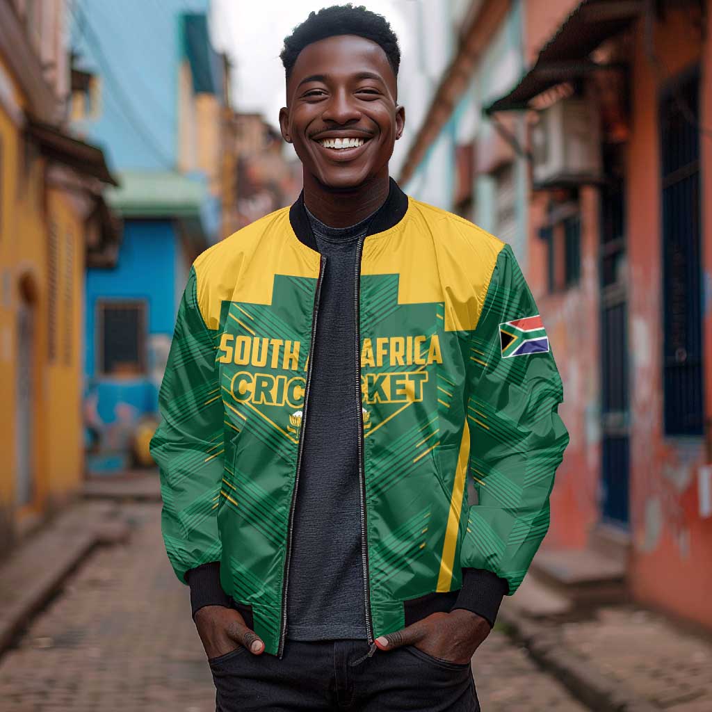 Custom South Africa Cricket Bomber Jacket SA Protea Woza Nawe