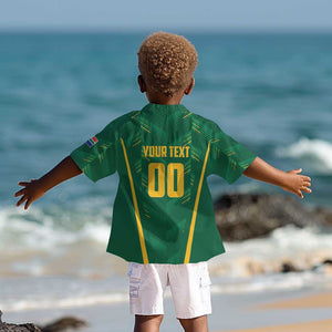 Custom South Africa Cricket Kid Hawaiian Shirt SA Protea Woza Nawe