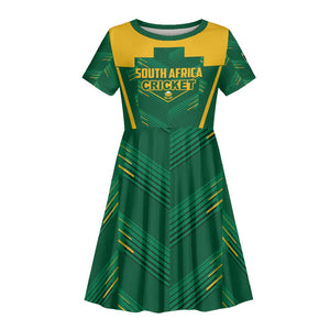 Custom South Africa Cricket Kid Short Sleeve Dress SA Protea Woza Nawe