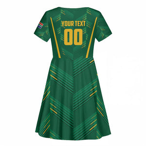 Custom South Africa Cricket Kid Short Sleeve Dress SA Protea Woza Nawe