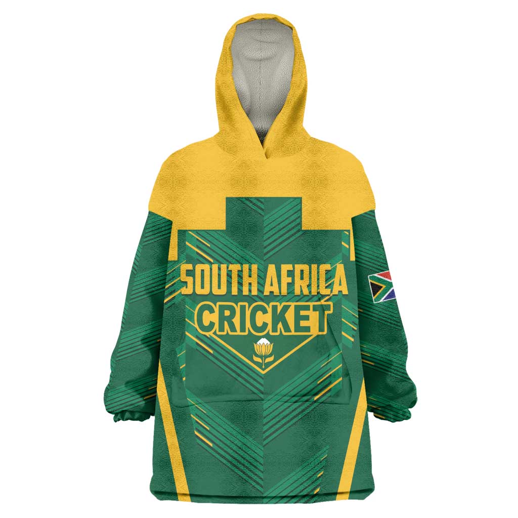 Custom South Africa Cricket Kid Wearable Blanket Hoodie SA Protea Woza Nawe