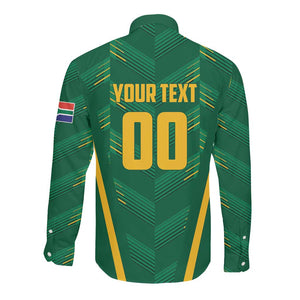 Custom South Africa Cricket Long Sleeve Button Shirt SA Protea Woza Nawe