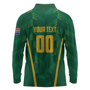Custom South Africa Cricket Long Sleeve Polo Shirt SA Protea Woza Nawe