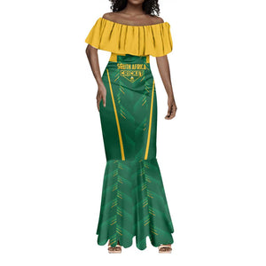 Custom South Africa Cricket Mermaid Dress SA Protea Woza Nawe