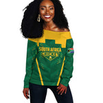Custom South Africa Cricket Off Shoulder Sweater SA Protea Woza Nawe