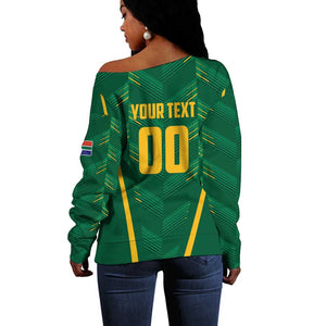 Custom South Africa Cricket Off Shoulder Sweater SA Protea Woza Nawe