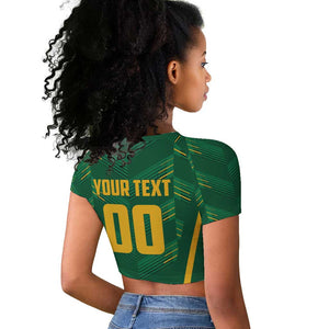 Custom South Africa Cricket Raglan Cropped T shirt SA Protea Woza Nawe