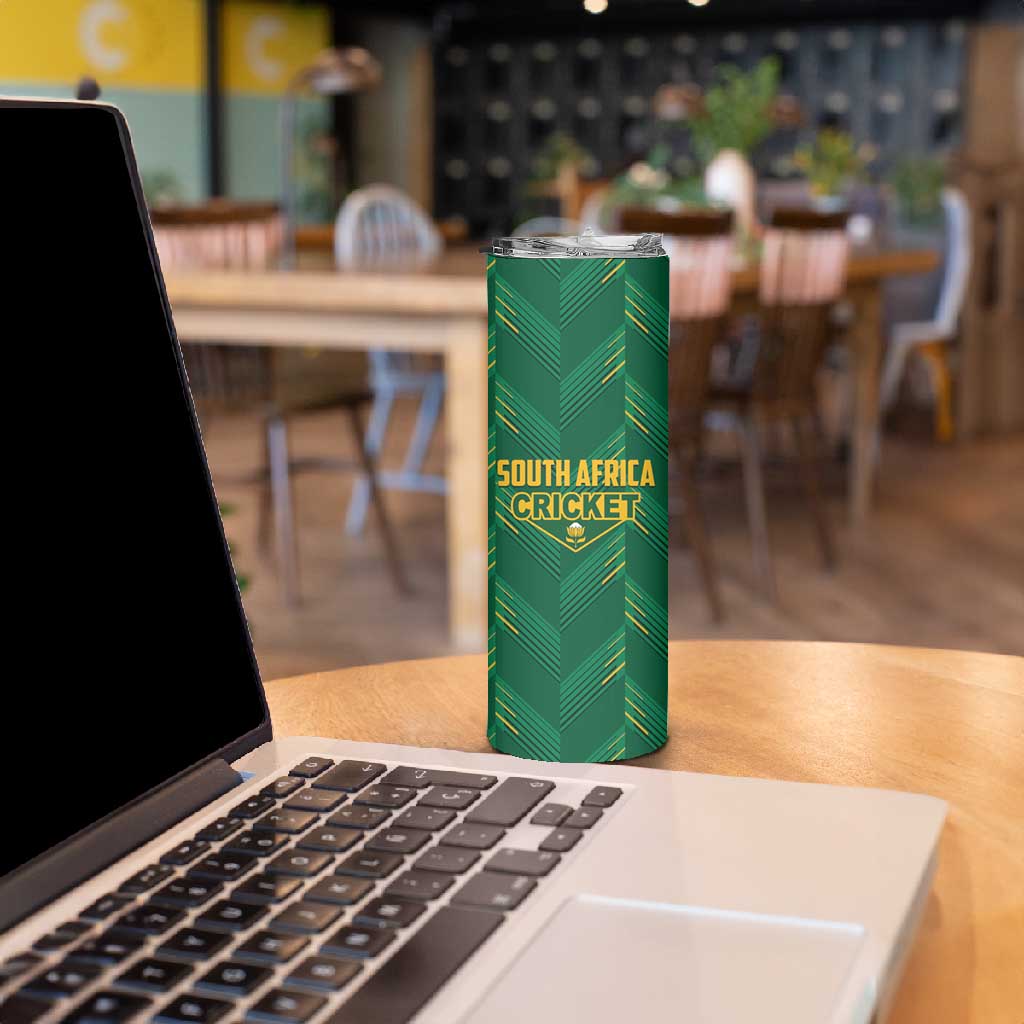 Custom South Africa Cricket Skinny Tumbler SA Protea Woza Nawe