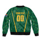 Custom South Africa Cricket Sleeve Zip Bomber Jacket SA Protea Woza Nawe