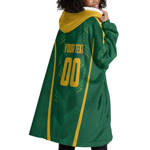 Custom South Africa Cricket Wearable Blanket Hoodie SA Protea Woza Nawe