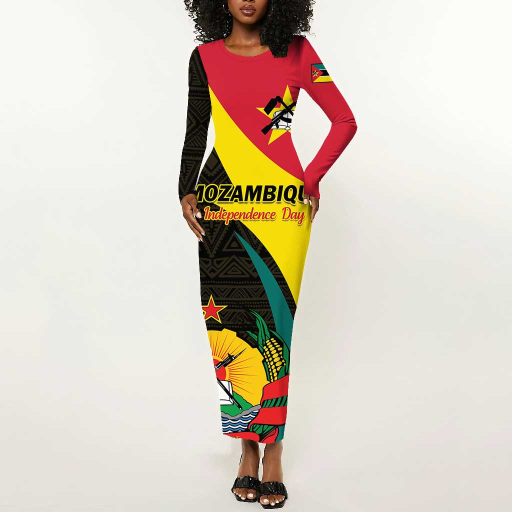 Mozambique Independence Day Long Sleeve Bodycon Dress Muzambhiki 1975 Anniversary LT01