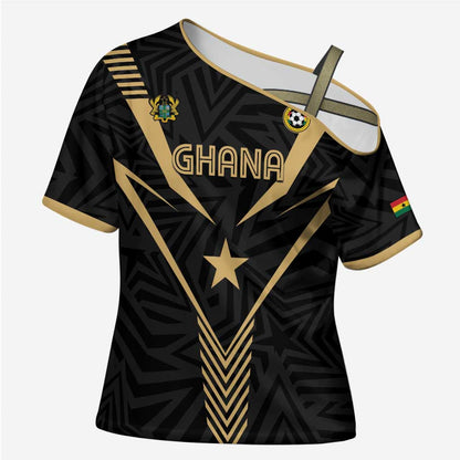 Custom Football 2026 Ghana Cross Shoulder Shirt Black Stars Rise
