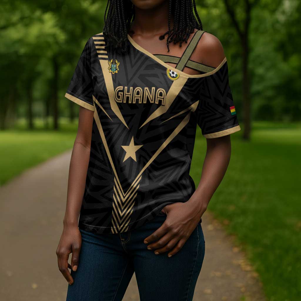Custom Football 2026 Ghana Cross Shoulder Shirt Black Stars Rise