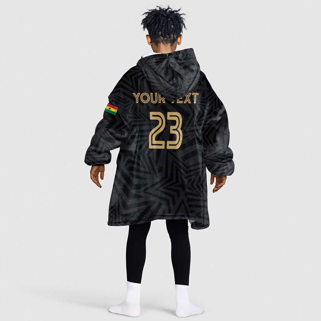 Custom Football 2026 Ghana Kid Wearable Blanket Hoodie Black Stars Rise