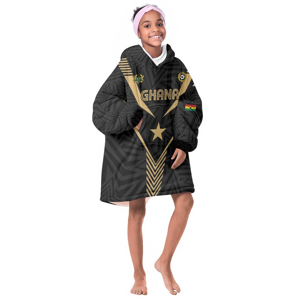 Custom Football 2026 Ghana Kid Wearable Blanket Hoodie Black Stars Rise