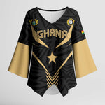 Custom Football 2026 Ghana Kimono Sleeve Blouse Black Stars Rise