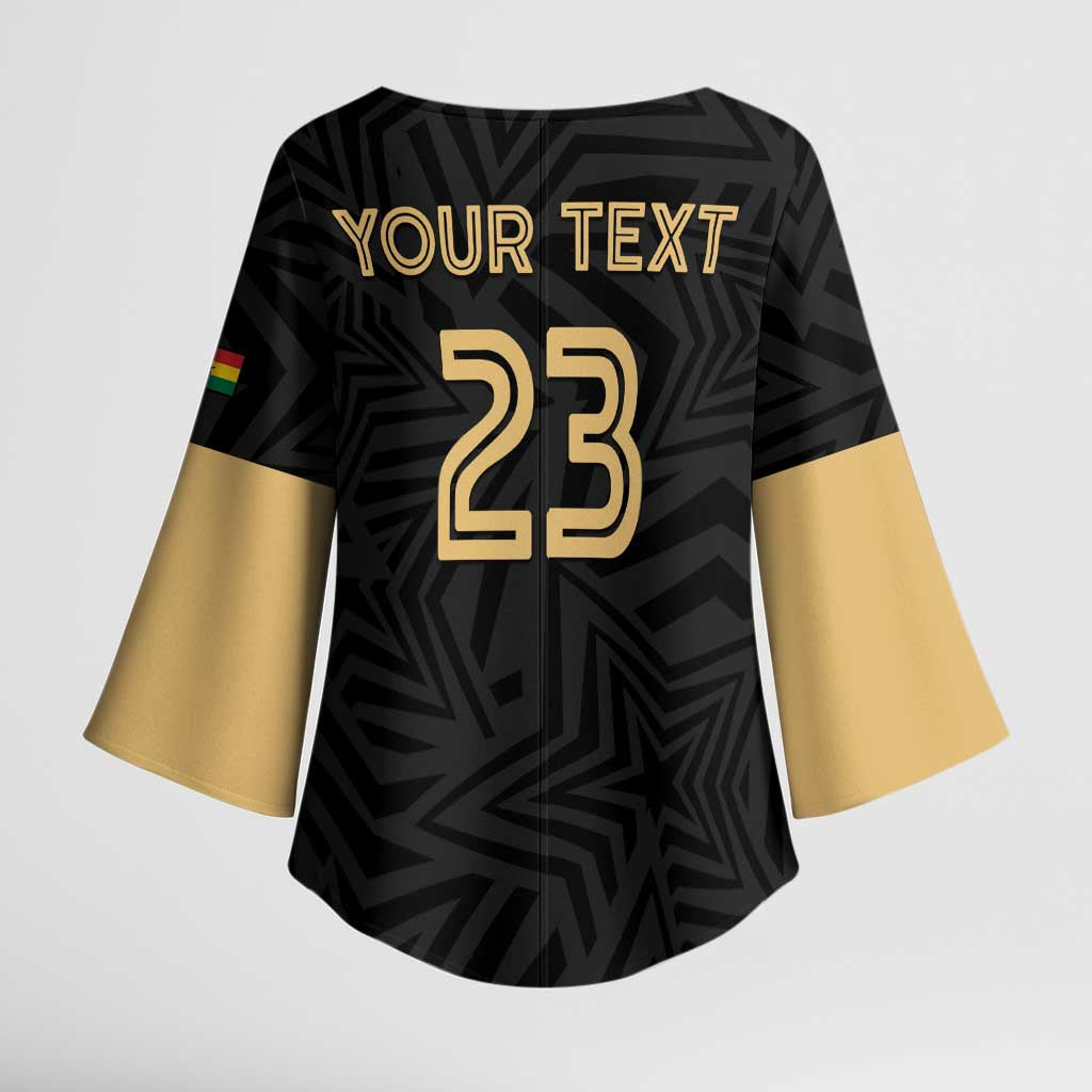 Custom Football 2026 Ghana Kimono Sleeve Blouse Black Stars Rise