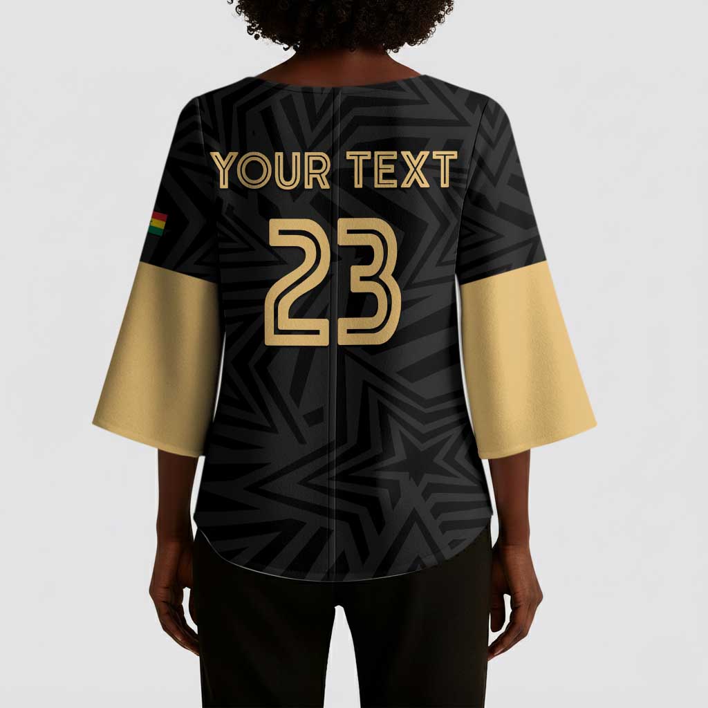 Custom Football 2026 Ghana Kimono Sleeve Blouse Black Stars Rise