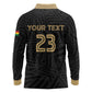 Custom Football 2026 Ghana Long Sleeve Polo Shirt Black Stars Rise