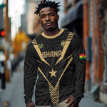 Custom Football 2026 Ghana Long Sleeve Shirt Black Stars Rise