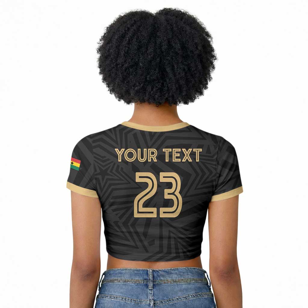 Custom Football 2026 Ghana Raglan Cropped T shirt Black Stars Rise