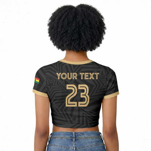 Custom Football 2026 Ghana Raglan Cropped T shirt Black Stars Rise