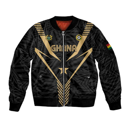 Custom Football 2026 Ghana Sleeve Zip Bomber Jacket Black Stars Rise