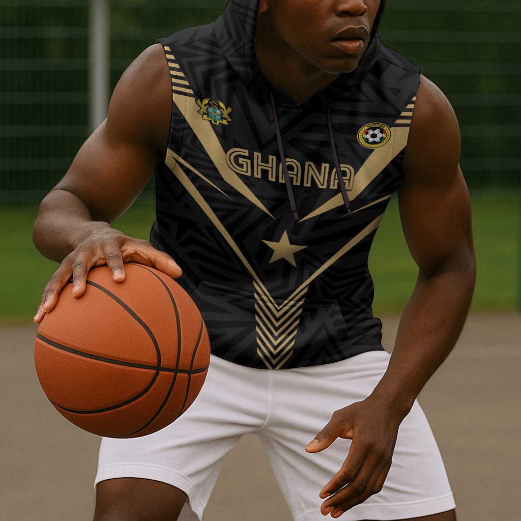 Custom Football 2026 Ghana Sleeveless Hoodie Black Stars Rise