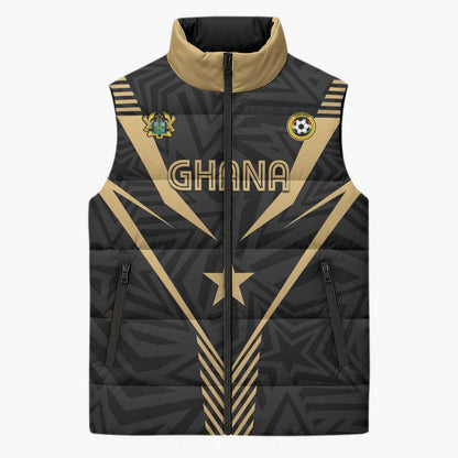 Custom Football 2026 Ghana Sleeveless Puffer Jacket Black Stars Rise