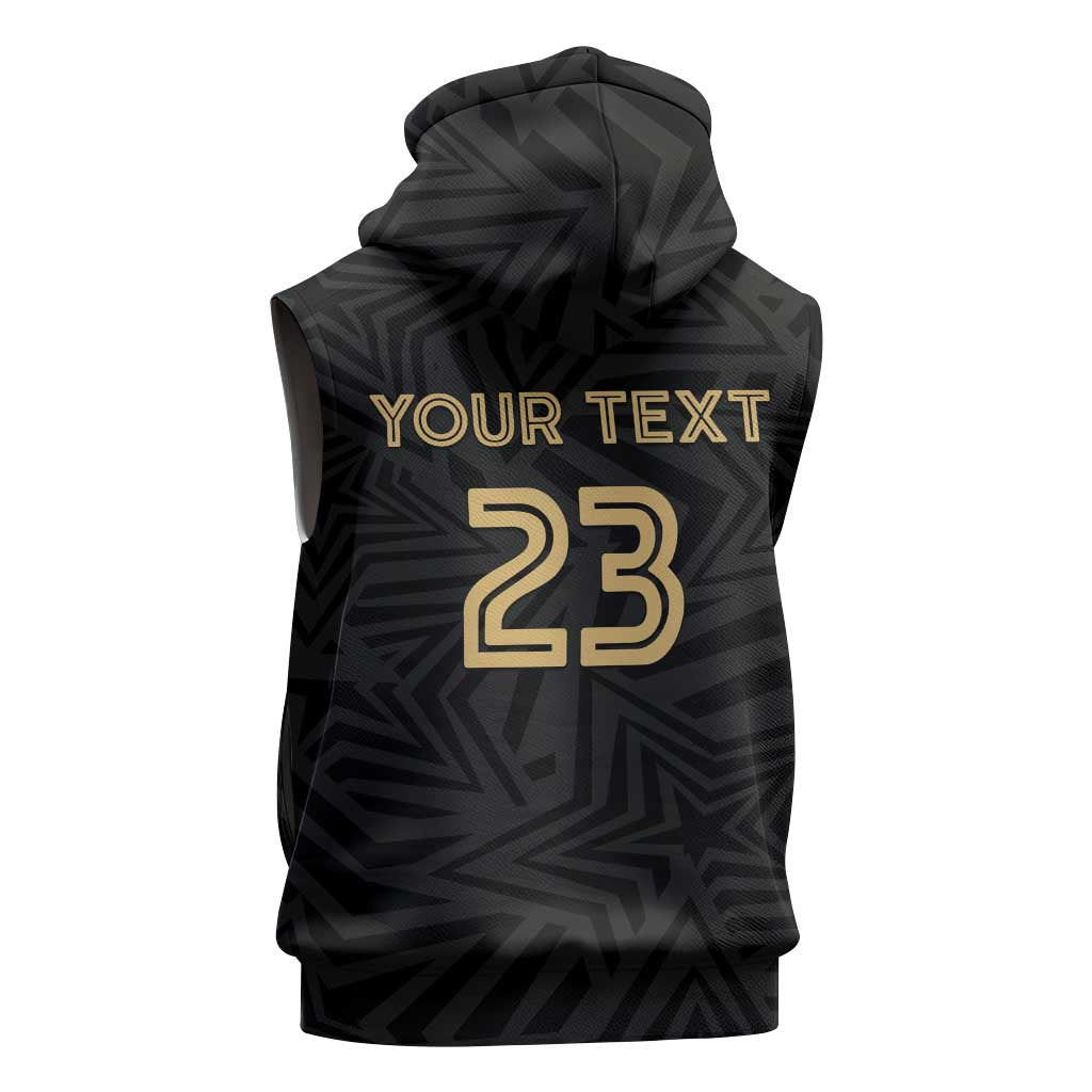 Custom Football 2026 Ghana Sleeveless Zip Hoodie Black Stars Rise
