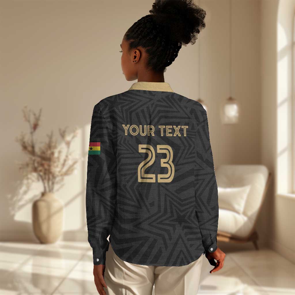 Custom Football 2026 Ghana Women Casual Shirt Black Stars Rise