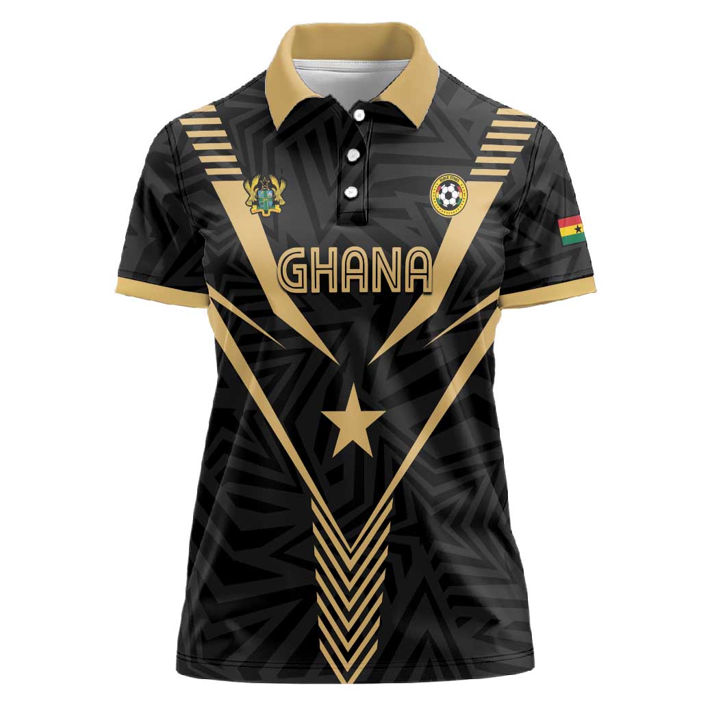 Custom Football 2026 Ghana Women Polo Shirt Black Stars Rise