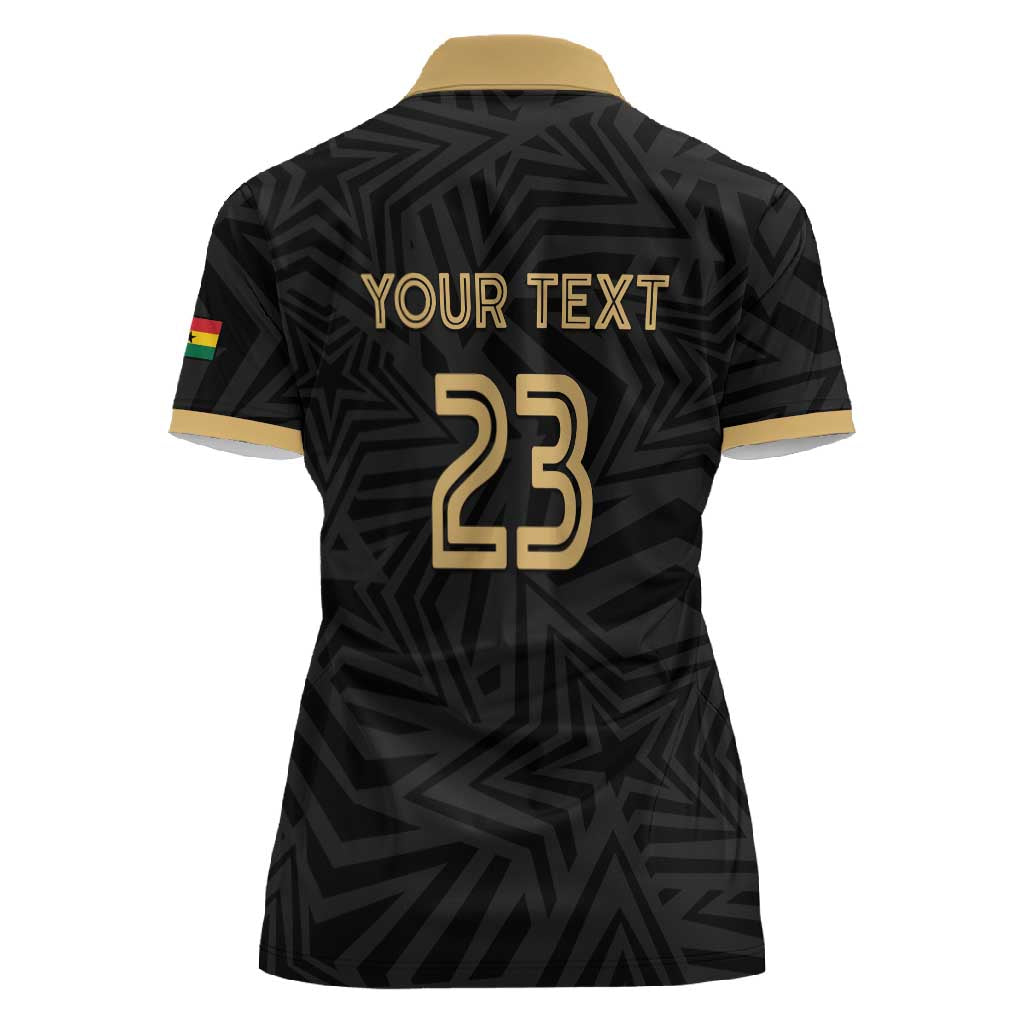 Custom Football 2026 Ghana Women Polo Shirt Black Stars Rise
