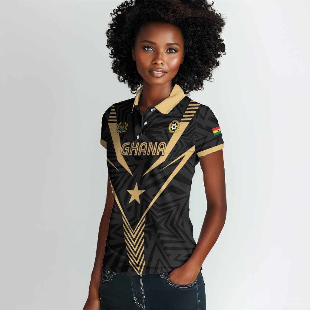 Custom Football 2026 Ghana Women Polo Shirt Black Stars Rise