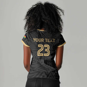 Custom Football 2026 Ghana Women V-Neck T-Shirt Black Stars Rise