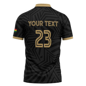 Custom Football 2026 Ghana Zipper Polo Shirt Black Stars Rise