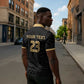 Custom Football 2026 Ghana Zipper Polo Shirt Black Stars Rise