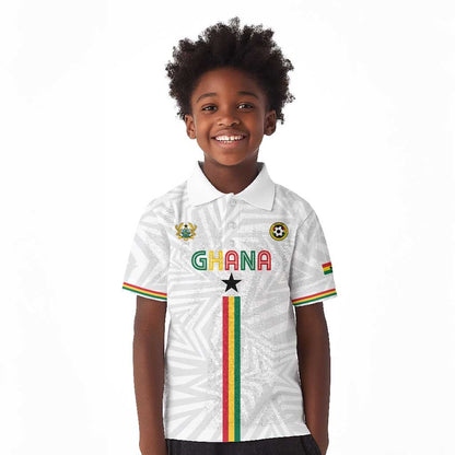 Custom Football 2026 Ghana Kid Polo Shirt Black Stars Go Glory