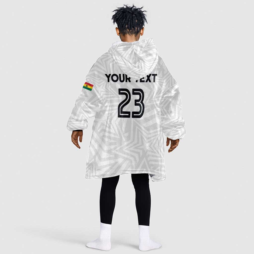 Custom Football 2026 Ghana Kid Wearable Blanket Hoodie Black Stars Go Glory