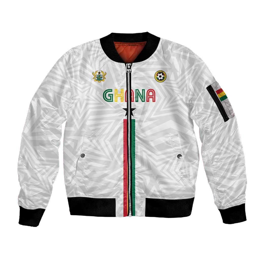 Custom Football 2026 Ghana Sleeve Zip Bomber Jacket Black Stars Go Glory