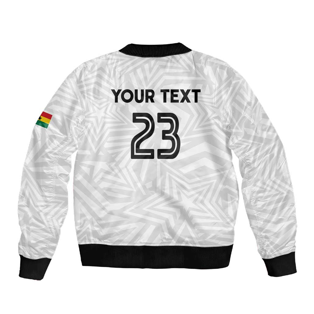 Custom Football 2026 Ghana Sleeve Zip Bomber Jacket Black Stars Go Glory